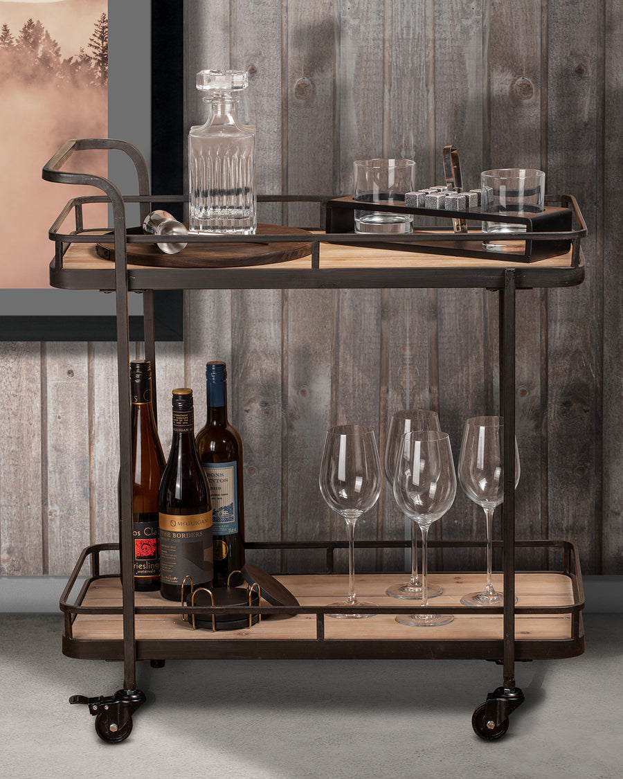 Bradley Rustic Bar Cart