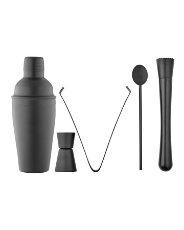 Aurora Matte Black Cocktail Set 5 Piece