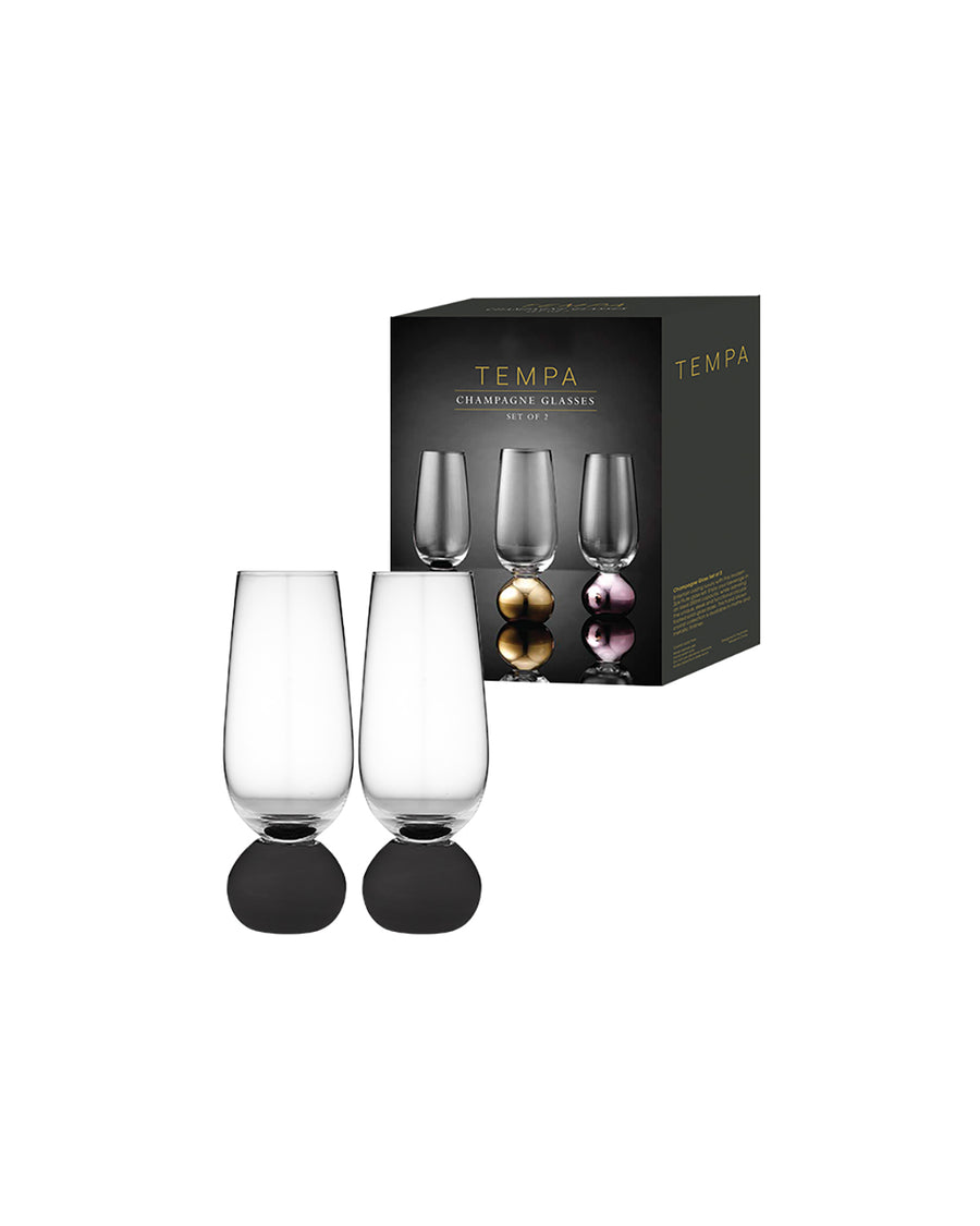 Astrid Matte Black Champagne Glass 2 Pack
