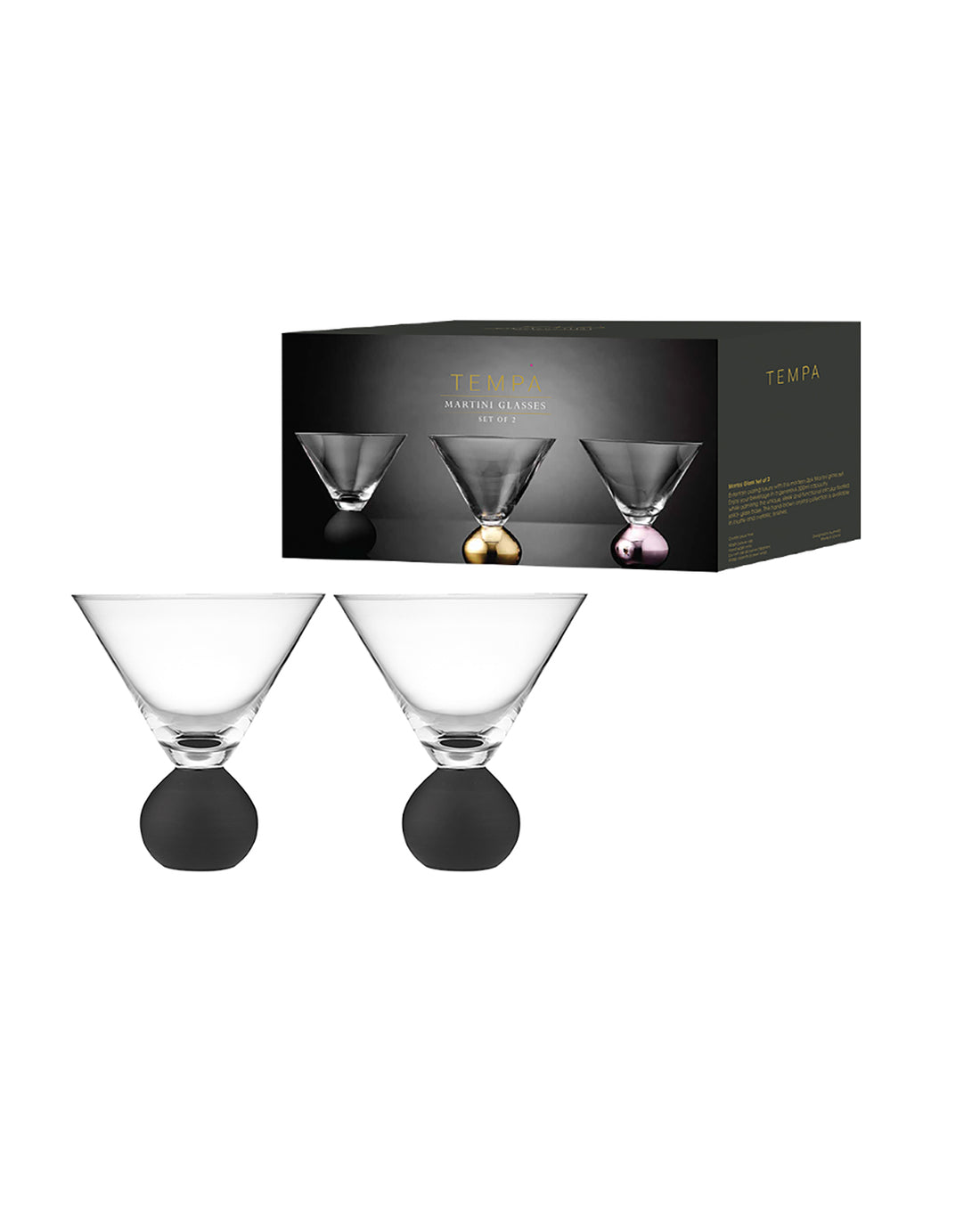 Astrid Matte Black Martini Glass 2 Pack