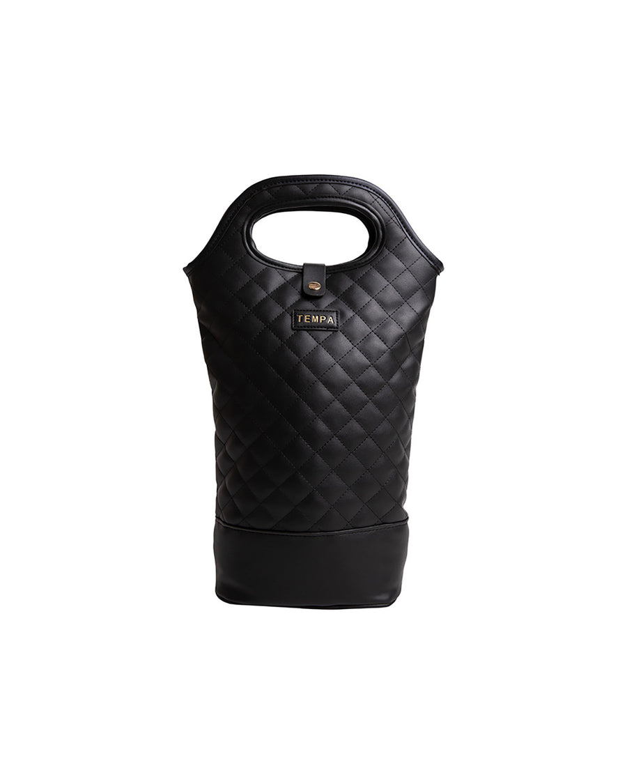 Quilted Black Insulated Double Wine Bag