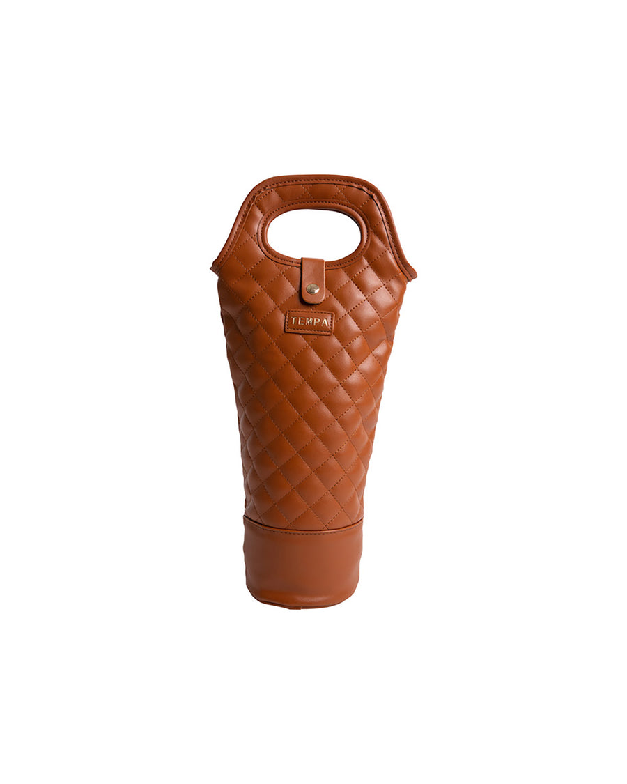 Quilted Brown Insulated Single Wine Bag