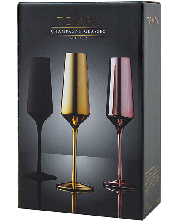 Aurora Matte Black Champagne Glass 2 Pack