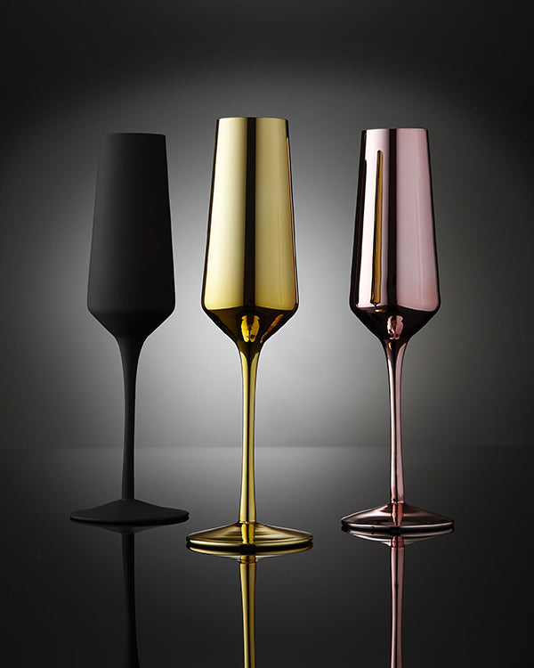 Aurora Matte Black Champagne Glass 2 Pack